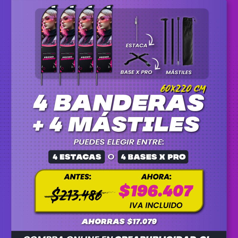 Promo Banderas Publicitarias Vela x4