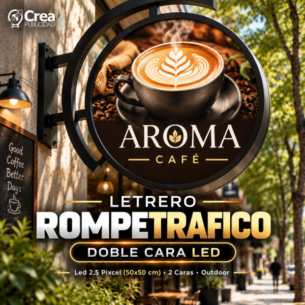 Letrero Rompetráfico LED Circular Doble Cara P2.5 (50x50 cm) Outdoor