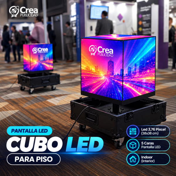 Cubo LED 5 Caras para Piso P3.76 (38x38 cm)